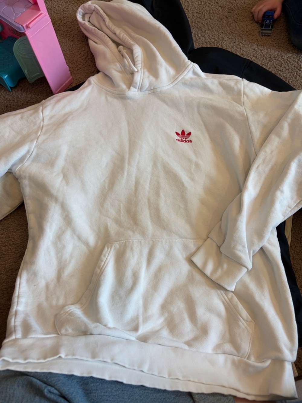 CB1 Adidas Men’s Md White Hoodie w/ Red Logo (sm), VGUC